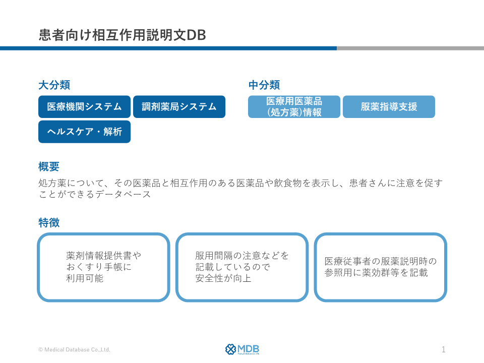 患者向け相互作用説明文DB