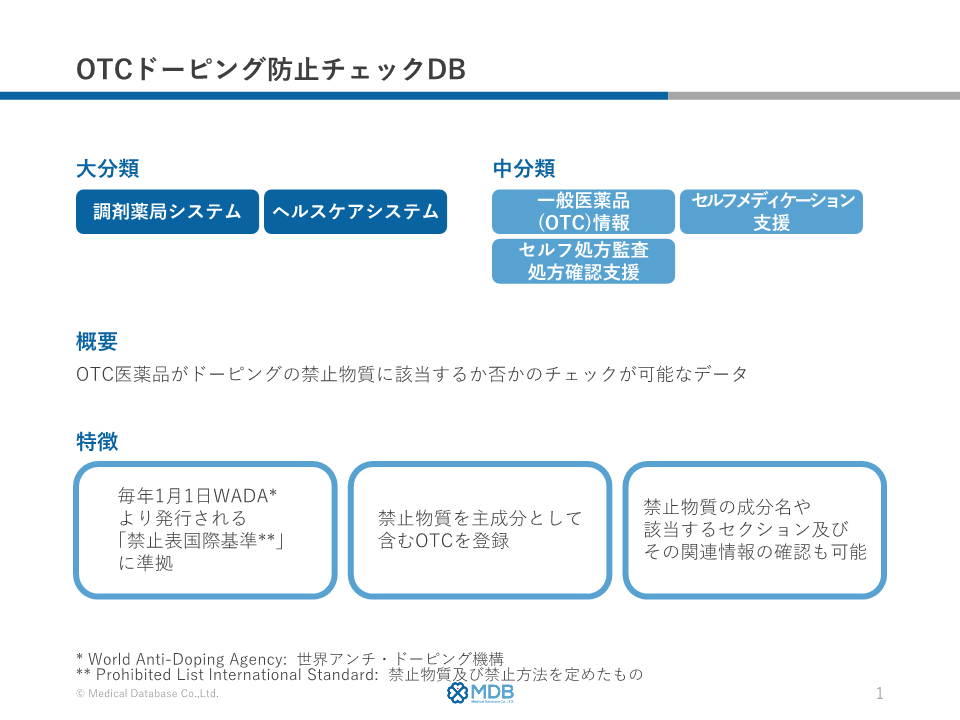 OTCドーピング防止チェックDB