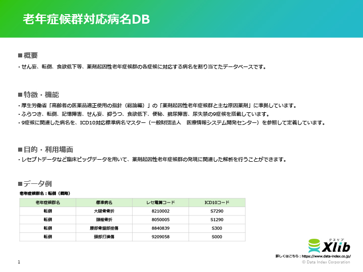老年症候群対応病名DB