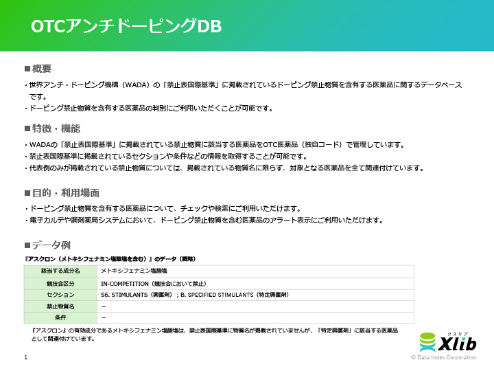 OTCアンチドーピングDB
