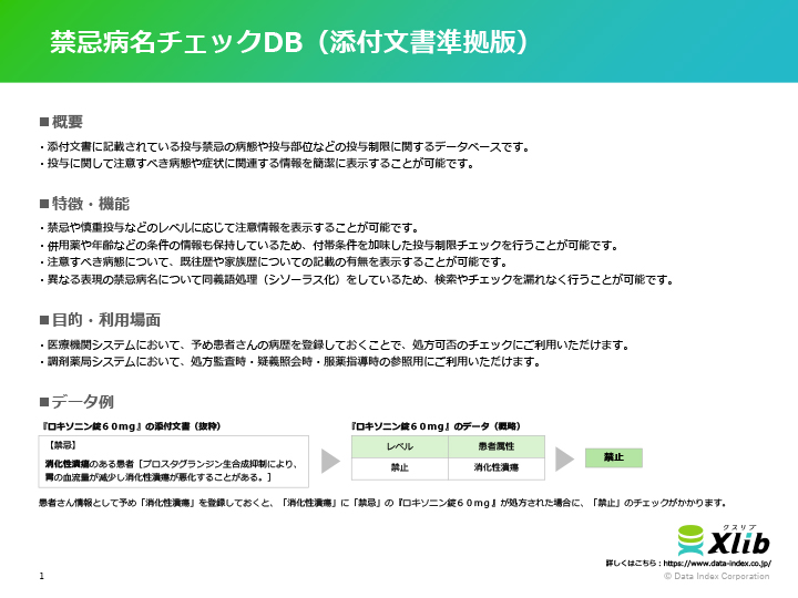 禁忌病名チェックDB（添付文書準拠版）