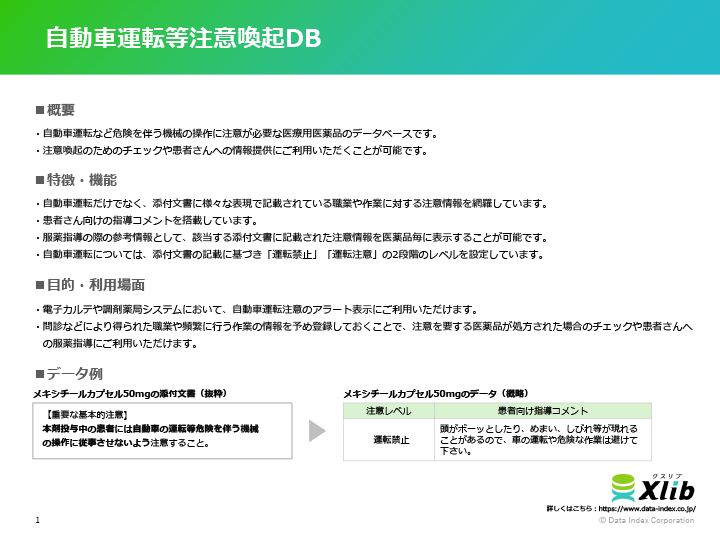 自動車運転等注意喚起DB