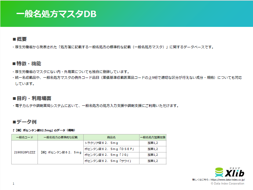 一般名処方マスタDB