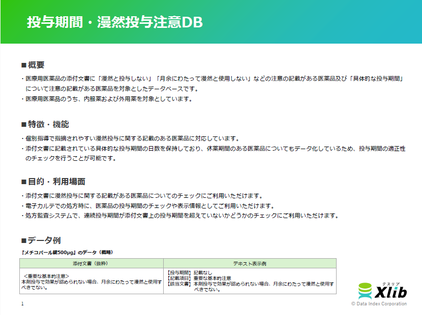 投与期間・漫然投与注意DB