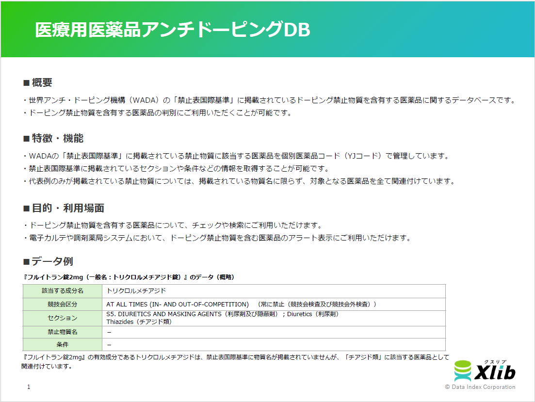 医療用医薬品アンチドーピングDB