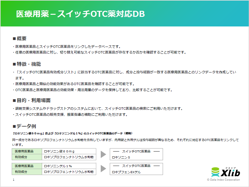 医療用薬－スイッチOTC薬対応DB