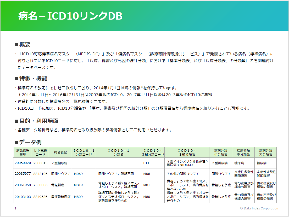 病名－ICD10リンクDB
